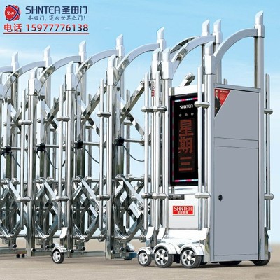 不锈钢精抛光电动门|精抛不锈钢自动伸缩门